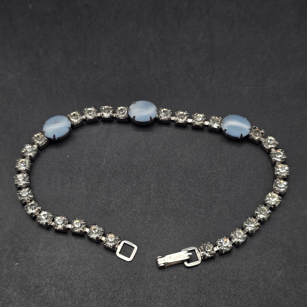 Blue Moon Glow Rhinestone Bracelet Vintage Glam Jewelry